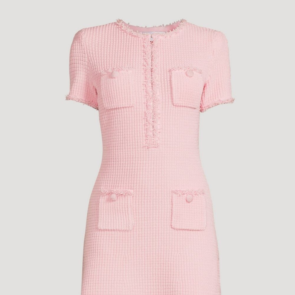 Self-Portrait Pink Textured Mini Dress